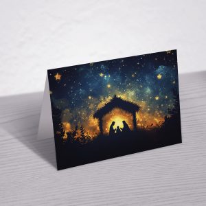 Julekort A6 dobbel – Julekrybbe (Liggende)